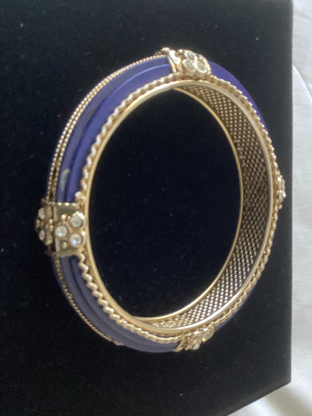 Gold-Tone Purple Crystal Accent Bangle Bracelet